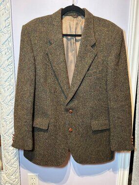 Vintage Harris Tweed Green Wool Jacket in 42 Regular